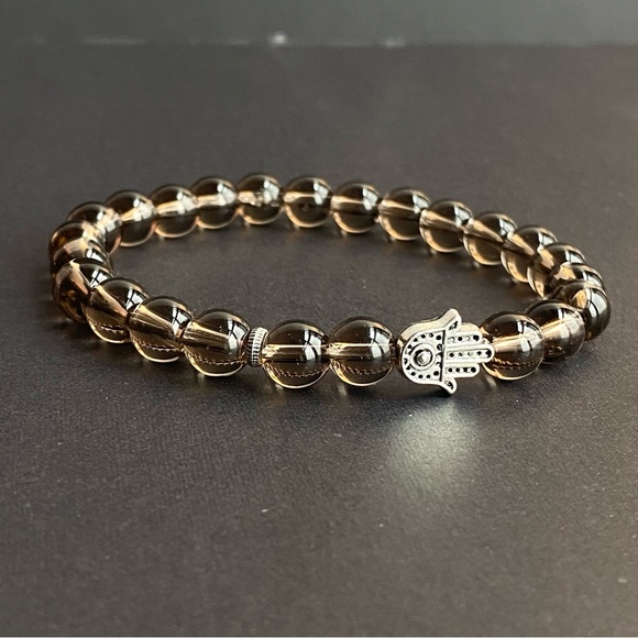 Smokey Quartz Gemstone Bracelet With Silver Detailed - Picture 3 of 4